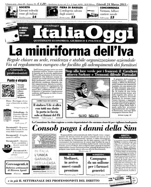 Italia oggi : quotidiano di economia finanza e politica